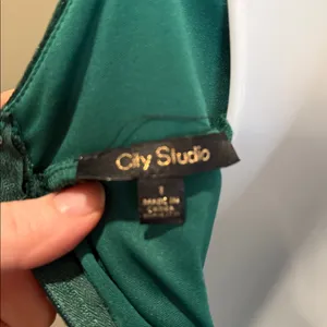 City Studio Green Metallic Fit &‎ Flare Dress Size 1 NWT Holiday Party Glam thumbnail 9