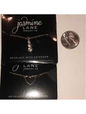 Jasmine Lane Gold Tone Dainty Heart and CZ Rhinestone Drop Necklace Set thumbnail 4