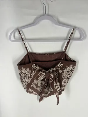 American Eagle AE Bandana Top Mauve Paisley Tie Back Size S thumbnail 5
