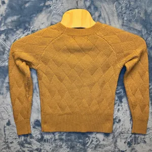1940 | Kendall + Kylie Diamond Textured Knit Pullover‎ Sweater Tan Womens S thumbnail 2