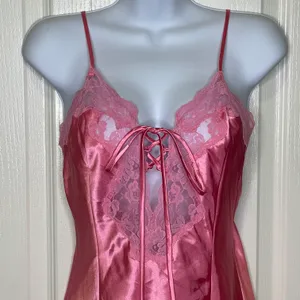 Vintage Frederick’s Of Hollywood Nightie Slip Chemise Rose Pink Lace Detail Sm thumbnail 3