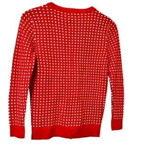 Merona Womens Pink White Polka Dot Cardigan Sweater Button Small Worn By Actress thumbnail 2