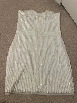 Lulus White Sequin Strapless Mini Dress thumbnail 7