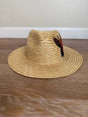 San Diego Hat Embroidered Butterfly Straw Women's Hat, OS thumbnail 5