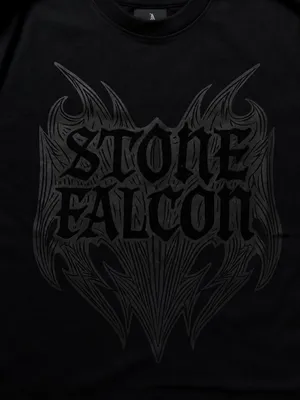 Stone Falcon Black Graphic T-Shirt Gothic Streetwear Short Sleeve thumbnail 4