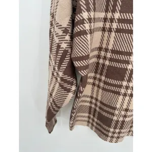 Adrienne Vittadini Brown Plaid Boxy Sweater Sz M‎ Quiet Luxury Minimal Neutral thumbnail 3