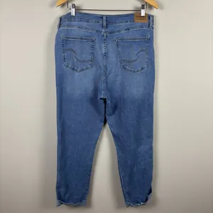 Levi's Signature Heritage Boyfriend Jeans Blue Denim Cuff 14 W32 Distress thumbnail 4