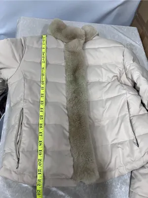 Wilsons Leather Puffer Jacket duck down waterfowl feathers genuine rabbit fur M thumbnail 9