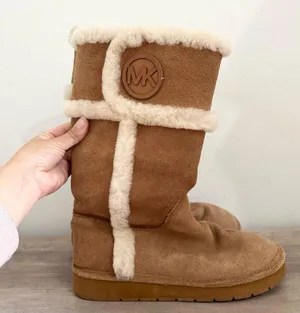 Michael Kors Winter Tall Suede Boots Walnut - size 9 sheep fur thumbnail 1