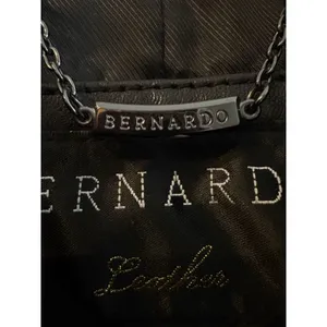 Bernardo Black Genuine Leather Full Zip Chunky Gold Buttons Moto Biker Jacket L thumbnail 3