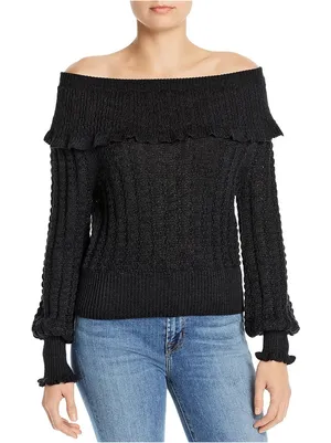 Free People Crazy in Love Ruffle Off the Shoulder Sweater thumbnail 1