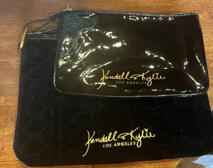 New Kendall & Kylie Black Makeup Bags Pouches 2 Piece Combo Wristlet. thumbnail 3