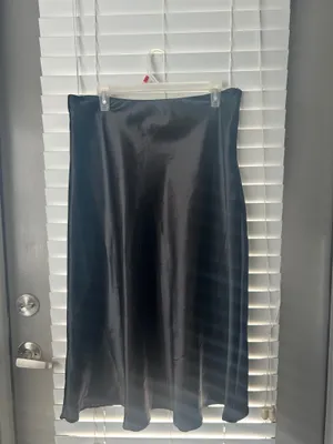 SHEIN satin black midi skirt thumbnail 2