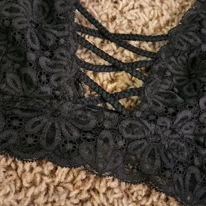 Victoria's Secret lace bralette black strappy front medium thumbnail 2