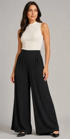 Halogen Black Wide Leg Trousers Pants Women Size Large 100% Viscose Flowy thumbnail 1