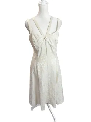 Jessica McClintock Gunne Sax Vintage Ivory Brocade Corset Dress 9/10 thumbnail 2