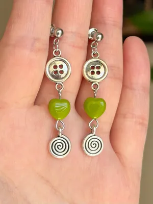 Handmade retro fairy boho funky style dangle earrings🌀💛 thumbnail 2