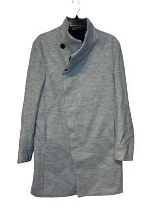 Zara Womens Coat  Button Up Lined Structured Stretchy Striped Gray Preppy Small thumbnail 1
