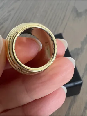 Anine Bing Chunky Ribbed Ring in 14k Gold thumbnail 10