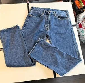 Levi's 505 Regular Fit Straight Leg Jeans Blue Denim W32 L34 Vintage Aesthetic thumbnail 9