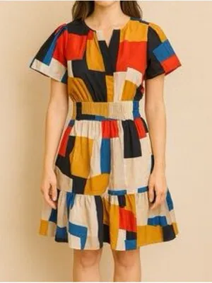 Anthropologie The Somerset‎ Patchwork Mini Dress Size XS thumbnail 9