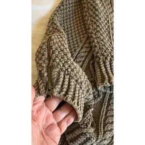LL Bean Signature Sweater Womens Size L Green Cable Knit Fisherman 100% Cotton thumbnail 6