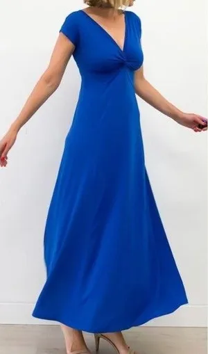 Sharon Charles twist front empire waist royal blue maxi dress size 0-2 thumbnail 1