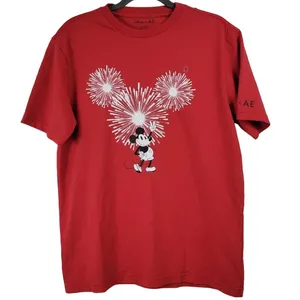 Disney x AE American Eagle Mickey Mouse‎ Fireworks Graphic Red T-Shirt thumbnail 1