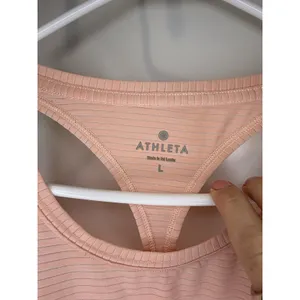Athleta Racerback Top Women’s Large L Striped Peach pink Performance Yoga Gym thumbnail 2
