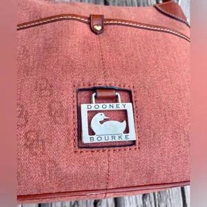 Dooney & Bourke Purse Orange Logo Canvas Monogram Hobo Bag thumbnail 2
