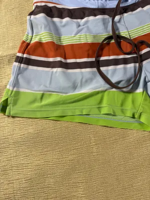 Athleta Women’s Size 8 Striped Board Shorts Swim Surf Blue Green Orange thumbnail 6