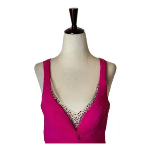 La Femme Dress Women 00 Pink Deep‎ V Jersey Knit Illusion Neckline Formal Gown thumbnail 4