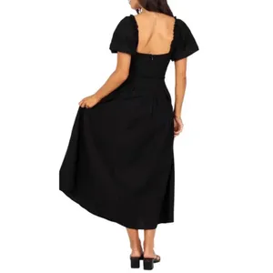 New! Petal & Pup Maria Cutout Midi Dress Black Puff Sleeve Sweetheart Size Small thumbnail 4