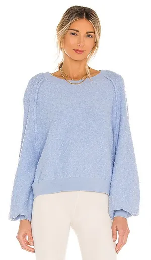 Free People Found My Friend Pullover Balloon Sleeve Popcorn Knit Sweater thumbnail 1