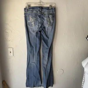 Rock 47 by Wrangler Jeans Y2k 28 Blue Cross Embroidery Bootcut‎ Low Rise Denim thumbnail 10