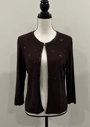 Finity Embellished Cardigan Brown Size L thumbnail 1
