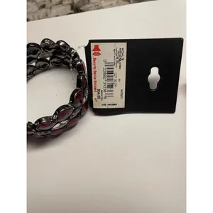 Kohl’s NWT Gunmetal Red Rhinestone Stretchy Stretch Bracelet MSRP $34 -Nice Gift thumbnail 4