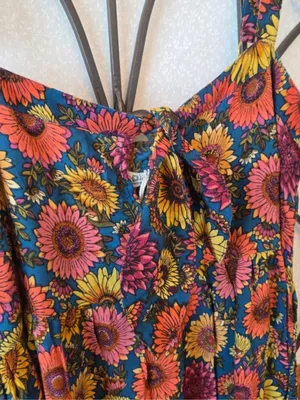 Natural Life Patti Tie-Front Maxi Dress Sunflower Floral Size M Bobo Hippie thumbnail 4