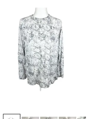 Tahari Women's Long-Sleeve Snake Print‎ Tunic Top - Light Gray thumbnail 3