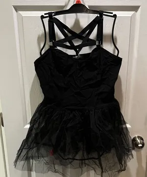 Black Strappy Tulle Dress thumbnail 1