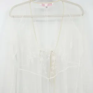 Victorias Secret‎ VS Ethereal Bridal Whimsical Lace Mesh Sheer Kimono Robe M/L thumbnail 10