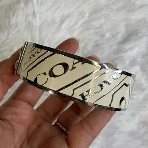 y2k Coach Cream Silver Bangle Bracelet thumbnail 3