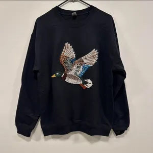Cabela's Duck hunting mallard duck sequin glitter Black Sweater with Duck Design! thumbnail 3