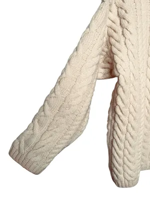 Paul James Cable Knit Sweater Cream Wool SZ S thumbnail 4