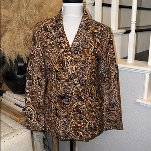 Driftwood Velvet Paisley Jacquard Blazer 70’s Western Embroidery Boho SZ S thumbnail 2