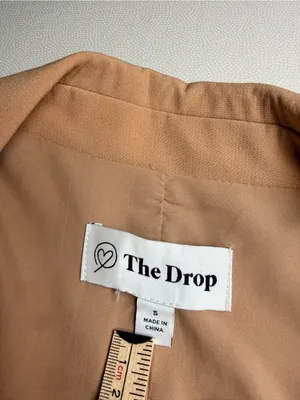 The Drop Blake Long Blazer Women’s Small Praline Tan Single Button Stretch thumbnail 8