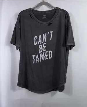 Aerie Women’s M Charcoal Gray “Can’t Be Tamed” Distressed Graphic T-Shirt thumbnail 1