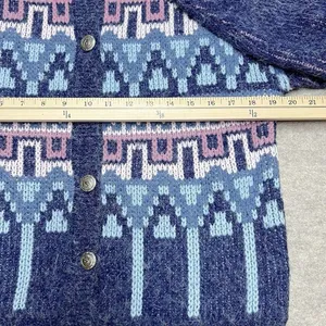 Paris Sport Club Universal Cardigan Womens‎ S Vintage Blue Fair Isle Grandmacore thumbnail 7