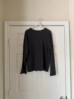 Zara Charcoal Distressed Long Sleeve Quarter Button Down Top thumbnail 5