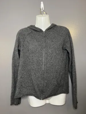 360 Cashmere Sweater Womens Small Gray 100% Hooded Full Zip Star Back Hoodie thumbnail 2